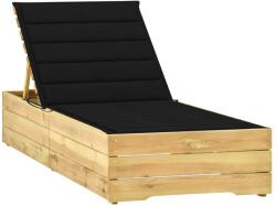 vidaXL impregnált fenyőfa napozóágy fekete párnával (3065916)