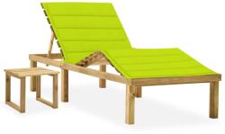 vidaXL impregnált fenyőfa kerti napozóágy asztallal és párnával (3065875)
