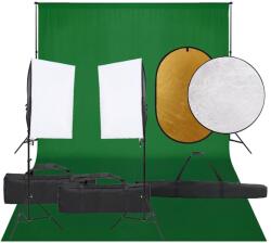 vidaXL fotóstúdió-felszerelés lámpákkal, háttérrel és reflektorral (3094758)