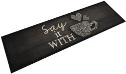 vidaXL fekete mosható csészemintás bársony konyhaszőnyeg 45x150 cm (4005593)