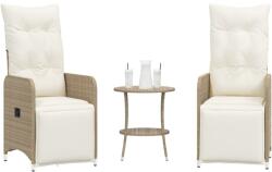 vidaXL 2 db bézs polyrattan dönthető kerti szék asztallal (365708)
