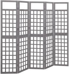 vidaXL 5 paneles szürke fenyőfa térelválasztó/lugasrács 201, 5 x 180 cm (316488)