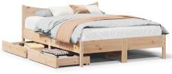 vidaXL tömör fenyőfa ágykeret fiókokkal 120 x 200 cm (3301908)