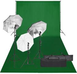 vidaXL fotóstúdió-felszerelés lámpákkal és háttérrel (3094712)