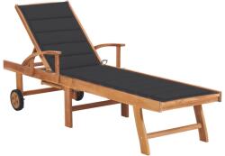 vidaXL tömör tíkfa napozóágy antracitszürke párnával (3063006)