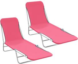 vidaXL 2 db rózsaszín összecsukható acél és szövet napozóágy (310345)