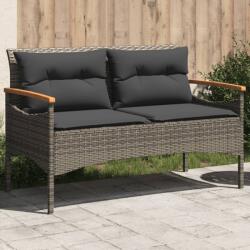 vidaXL szürke polyrattan kerti pad párnával 116 x 62, 5 x 74 (368402)