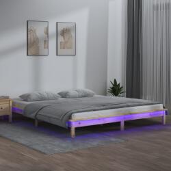 vidaXL kétszemélyes tömör fa LED-es ágykeret 135 x 190 cm (820646)