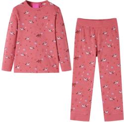 vidaXL Fakó rózsaszín hosszú ujjú gyerekpizsama 140 (14233)