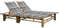 vidaXL kétszemélyes bambusz napozóágy párnákkal (3063959)