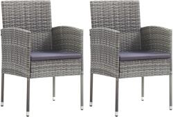 vidaXL 2 db szürke polyrattan kerti szék sötétszürke párnákkal (318705)