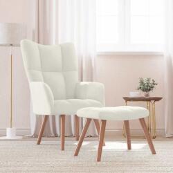 vidaXL krémfehér bársony pihenőszék lábtartóval (328071)