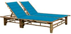 vidaXL kétszemélyes bambusz napozóágy párnákkal (3063949)