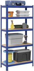 vidaXL 5 szintes kék acél és szerelt fa tárolópolc (4016949)
