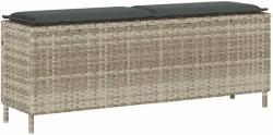 vidaXL világosszürke polyrattan kerti pad párnával 110x30x40, 5 cm (4104159)