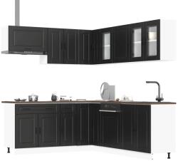 vidaXL 11 darabos konyhaszekrény szett Porto fekete színű műfa (3314932)