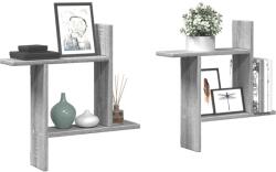 vidaXL 2 db szürke sonoma színű szerelt fa fali polc 50 x 12 x 50 cm (853259)
