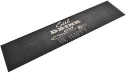 vidaXL mosható fekete bársony feliratos konyhaszőnyeg 60x300 cm (136560)