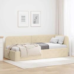 vidaXL Sarokágy keret fejtámlával Krém 80 x 200 cm szövet (42016485)