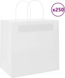 vidaXL 250 db fehér papírzacskók fogantyúkkal 26x17x25 cm (4101619)