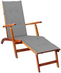 vidaXL tömör akácfa kültéri napozószék lábtartóval és párnával (3064015)