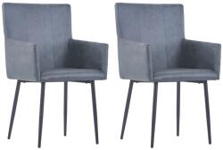 vidaXL étkezőszékek karfával 2 db szürke műszarvasbőr (282058)