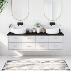 vidaXL sötétbarna kezelt tömör fa fürdőszobai pult 180x50x(2-4) cm (3156261)