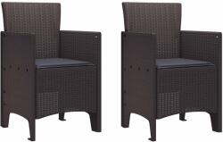 vidaXL Kerti Szék párnával 2 pcs Barna 53 x 49 x 85 cm Polipropilén (847456)