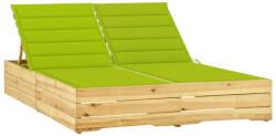 vidaXL impregnált fenyőfa kétszemélyes napozóágy élénkzöld párnákkal (3065980)