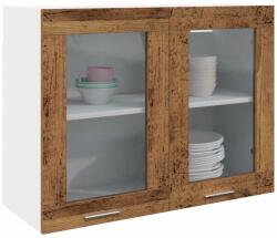 vidaXL Lyon antik fa színű szerelt fa függő üvegszekrény (856119)