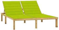 vidaXL impregnált fenyőfa kétszemélyes napozóágy élénkzöld párnákkal (3065890)