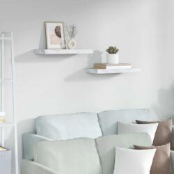 vidaXL Falpolc tárolóval 2 pcs Fehér márvány 50 x 23, 5 x 4 cm Faanyag (42019966)