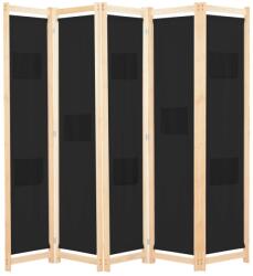 vidaXL fekete 5-paneles szövetparaván 200 x 170 x 4 cm (248185)