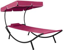 vidaXL rózsaszín kültéri napellenzős napozóágy párnával (313536)