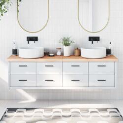 vidaXL kezeletlen tömör fa fürdőszobai pult 180x60x(2-6) cm (3156072)