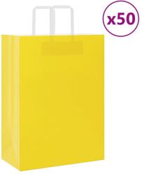 vidaXL 50 db sárga papírzacskók fogantyúkkal 32x17x44 cm (4102000)