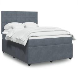 vidaXL sötétszürke bársony rugós ágy matraccal 140x190 cm (3292335)