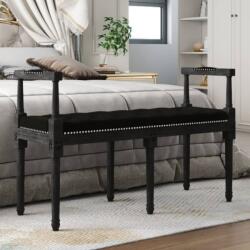 vidaXL fekete bársony pad 110x40x70 cm (344428)