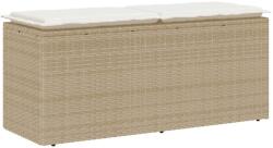 vidaXL bézs polyrattan kerti pad párnával 110x40x44 cm (4104149)