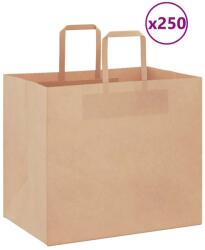 vidaXL 250 db barna papírzacskók fogantyúkkal 32x22x28 cm (4101820)