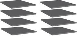 vidaXL 8 db magasfényű szürke szerelt fa könyvespolc 40 x 50 x 1, 5 cm (805201)