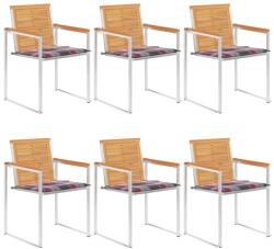 vidaXL 6 db tömör tíkfa kerti szék párnákkal (3078594)