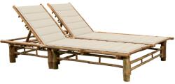 vidaXL kétszemélyes bambusz napozóágy párnákkal (3063947)
