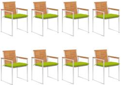 vidaXL 8 db tömör akácfa kerti szék párnákkal (3078550)