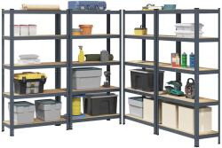 vidaXL 4 db 5-szintes antracitszürke acél és szerelt fa tárolópolc (3307595)