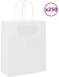 vidaXL 250 db fehér papírzacskók fogantyúkkal 18x8x22 cm (4101614)