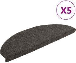 vidaXL 5 db öntapadós lépcsőszőnyeg 65 x 21 x 4 cm antracitszürke félkör alakú nagyméretű (149714)