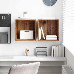 vidaXL Fali Szekrény polcokkal 2 pcs Öreg fa 37 x 37 x 37 cm Faanyag (875073)