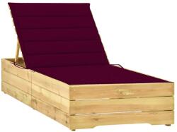 vidaXL impregnált fenyőfa napozóágy bordó párnával (3065918)
