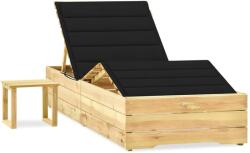 vidaXL impregnált fenyőfa kerti napozóágy asztallal és párnával (3065961)